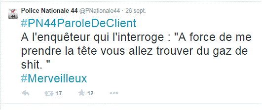 Quand la police nantaise communique sur Twitter, ça donne ça.